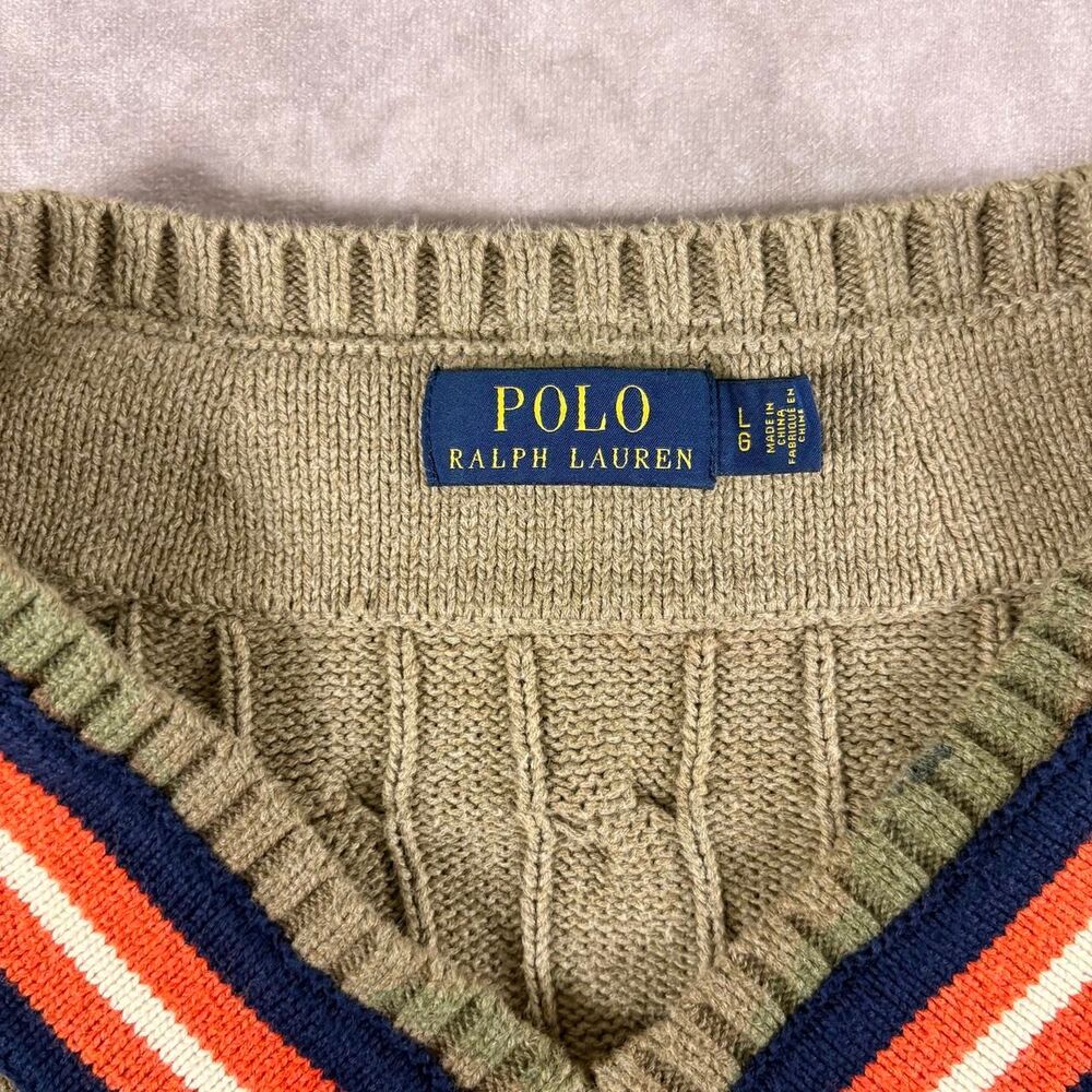 vintage polo ralph lauren camo varsity cable knit sweater - Picture 4 of 7